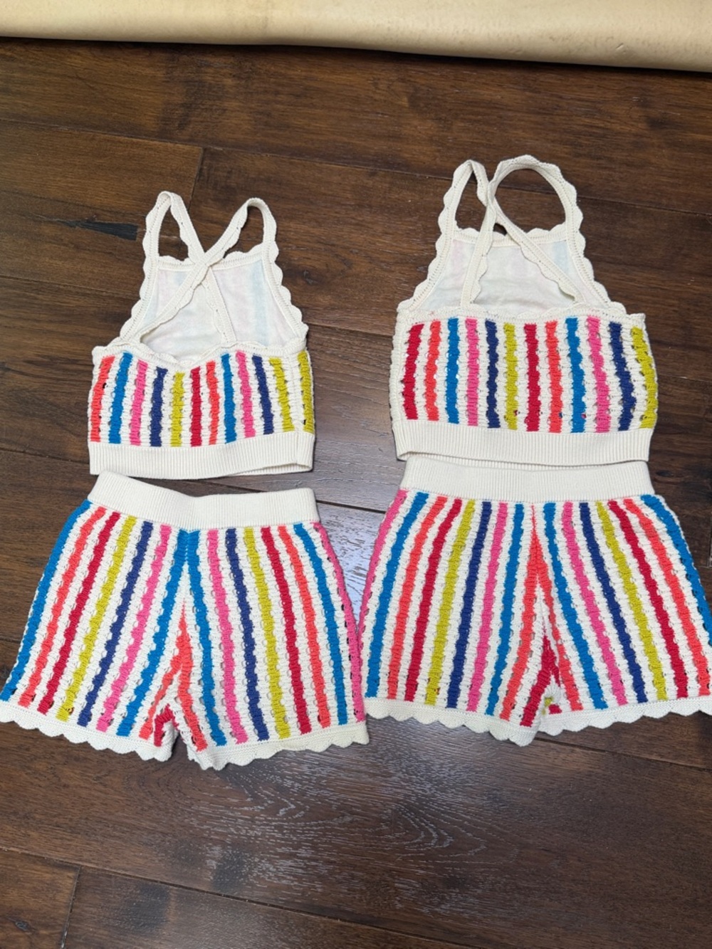 Mini Boden - Girls Stripe Crochet Knit Crossover Top & Matching Shorts - Stripes - Picture 4 of 9